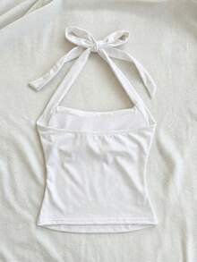 Soleia 2件套露背吊带吊带衫，花卉印花褶皱设计 - 黑與白 - 查看 2