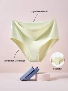 LUVLETTE Plus 3-Pack Soft Cotton High-Waist Briefs Women Underwear Panty Set - Multicolor - View 3