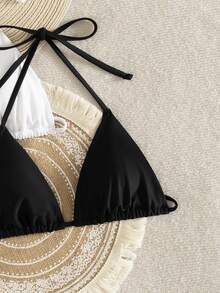 Swim Vcay Summer Springbreak New Sexy & Elegant Halter Neck 3-Piece Swimwear Set, Suitable For Beach, Pool Party - Multicolor - View 3