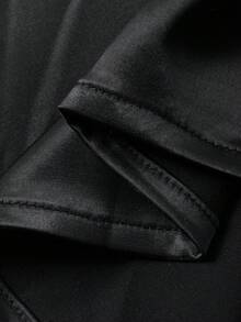 DAZY Vestido de verano elegante de longitud media, de hombros oblicuos, suelto y de unicolor para mujer - Negro - Ver 7