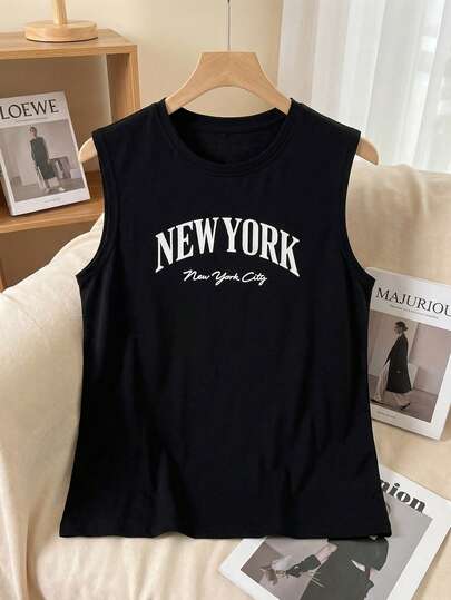 Velminro Men's Casual New York Graphic Print Tank Top, Summer