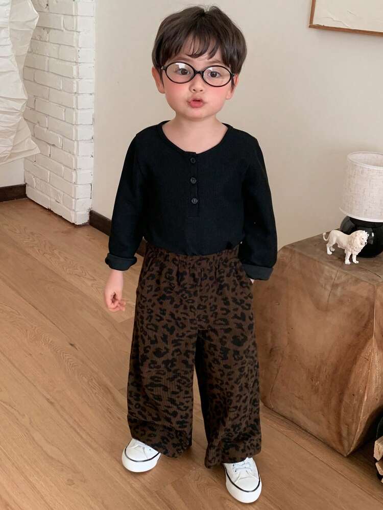 Toddler Boys' Solid Color Casual Long Sleeve Top