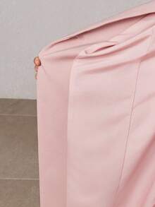 ZEYLAH Long V-Neck Shawl Collar Cinched Waist Fitted Jacket, Spring - Pink - View 8