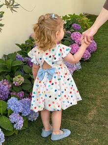 LMoss Kids 女婴编织撞色心形图案休闲连衣裙 - 彩色 - 查看 6