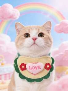 PETSIN 1 Piece Pet Cute Cartoon Bib, Pet Dog And Cat Three-Dimensional Knitted Cute Cartoon Embroidered Bib, Adjustable Neck Circumference, Pet Accessories, Pet - Multicolor - View 17