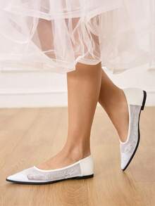 CUCCOO HITCHD 女士尖头水钻装饰百搭平底鞋 - 白色 - 查看 7