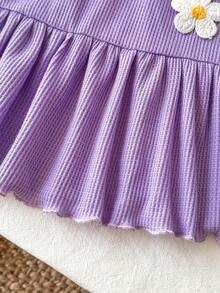 SHEIN Playful Pals 小女孩时尚甜美彩虹条纹吊带露背连衣裙，可爱夏日度假装 - 淡紫色 - 查看 3