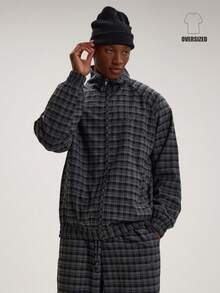 Musero Oversized Long Sleeve Checkered All Over Print Zip Through Top Style Jacket Co Ord Sweater Only SPRING SUMMER Essentials - Multicolor - View 1