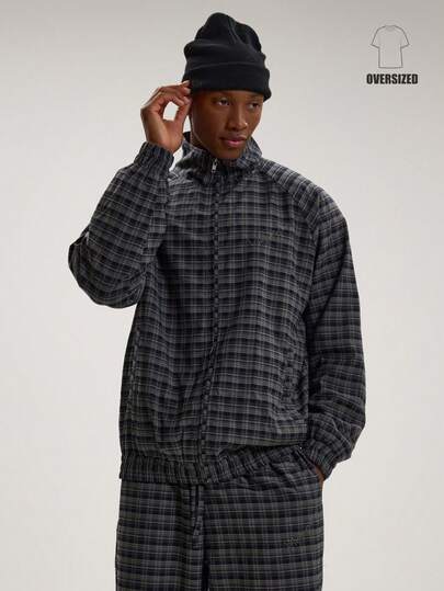 Musero Oversized Long Sleeve Checkered All Over Print Zip Through Top Style Jacket Co Ord Sweater Only SPRING SUMMER Essentials