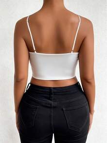 Elenzga 大码女式纯色露脐修身时尚性感吊带背心