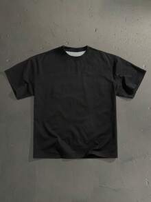 STEELVANCE Camiseta corta holgada estándar para hombre con estampado de fuente manuscrita curva casual, esencial para citas y reuniones, regalo de moda para la pareja del novio - Blanco y Negro - Ver 3