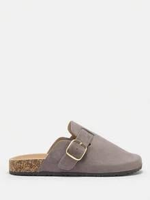 CUCCOO CURVES Women's Casual Slip-On Mule Shoes With Buckle Design - Dark Grey - View 2