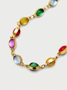 Glisma 18K 镀金 1 件纹理金属串珠项链，适合派对、休闲、音乐会/节日、夜总会、可爱、奢华、婚礼、节日、度假、露营、 Y2K/妈妈/女士/女孩、秋季/秋季/冬季/节日/假日/度假/老钱/万圣节 - 彩色 - 查看 3