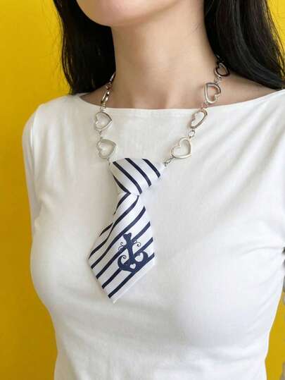 Joivida Niche Design Anchor Tie-Shaped Necklace Pre-Tied Necktie Pendant For JK Uniforms