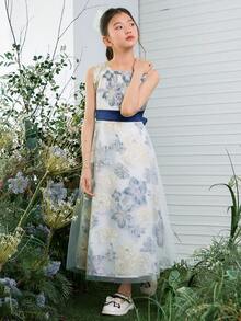 DAZY Tween Girls Sleeveless Dress, Fall Outfit - White - View 5