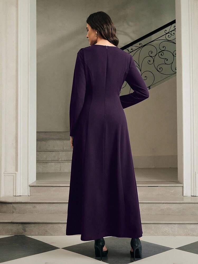 Women's Elegant Luxurious Exquisite 3D Floral Embroidery Fitted Dress, Dignified And Charming, Suitable For Autumn, Winter, Going Out, Elegant, Formal, Party, Chic, New Year, Christmas, Work, Graduation, Wedding