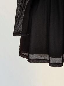 SHEIN ICON Váy trễ vai màu trơn thanh lịch cỡ lớn cho nữ - màu đen - Xem 9