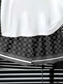 SHEIN 2件套青少年男童短袖圆领T恤+口袋短裤套装 - 彩色 - 查看 4