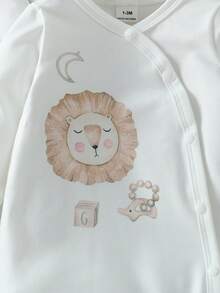 3件套可爱动物印花婴儿男女通用连体衣套装，柔软面料，适合居家、外出、度假、春秋季穿着，适合0-3岁男/女宝宝。中性婴儿服装，男女通用，天然婴儿服装，新生儿针织套装，男宝宝休闲连体衣，婴儿秋季新生儿套装，新生儿中性套装，天然婴儿服装，新生儿中性婴儿服装，男女通用