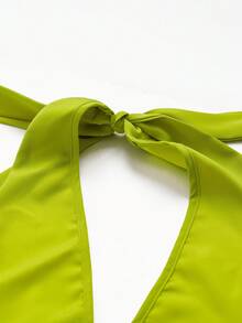 Sweetra Vestido de tirantes finos de unicolor con estilo vintage romántico europeo y americano para mujer de talla grande, nuevo vestido ajustado sexy con espalda descubierta y cruzado en el verano, vestido de tirantes finos, vestido de vacaciones, vestido de vuelta al colegio, adecuado para primavera y verano - Verde - Ver 4