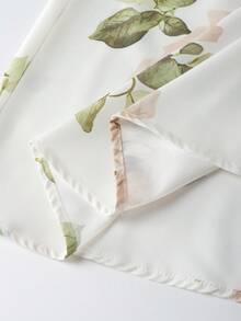 GlowEve Women's Rose Print Waist Tie A-Line Contrast Collar Elegant Everyday Vacation Commute Fashion Valentine's Day Date French Street Retro Versatile Party Brown Rose Print Early Spring/Autumn Sleeveless Mid-Length Dress - Multicolor - View 5