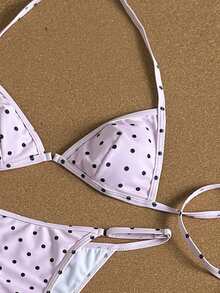 Bonvoyette 3件套女士泳衣比基尼可爱迷你连衣裙沙滩装波点黑粉夏季比基尼，度假优雅比基尼，夏季沙滩装，花园婚礼宾客礼服，优雅女装情人节新年派对度假套装，都市海滩波西米亚风2026春夏沙滩装 - 粉色 - 查看 6