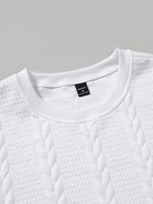 EGENSIO Men's Casual Summer Vacation & Commute Letter Textured Fabric Short Sleeve White T-Shirt - White - View 3