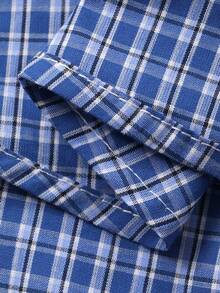 DAZY Women's Plaid Off-Shoulder Long Sleeve Girly Blouse - Blue - View 3