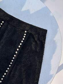 GlowEve Women's Pearl Decorated Warm Shorts - Black - View 5