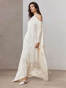 ZEYLAH Romantic Flowy Off-Shoulder Elegant Long Loose Dress, Spring - Beige - View 6