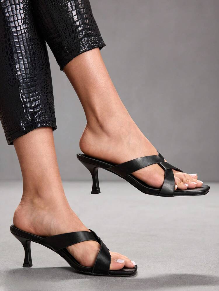 CUCCOO SZL Women's Square Toe Fashionable Elegant Versatile High Heel Sandals Prom Heels