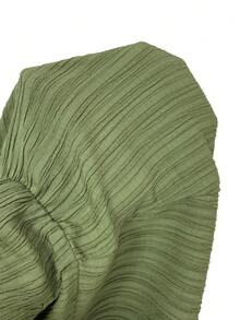 SHEIN Frenchy 大码女式休闲纯色V领短袖连衣裙 - 軍綠色 - 查看 7