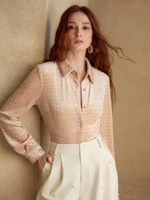 MOTF PREMIUM Blusa in velluto elasticizzato da donna, autunno/inverno - Albicocca - Visualizzare 6