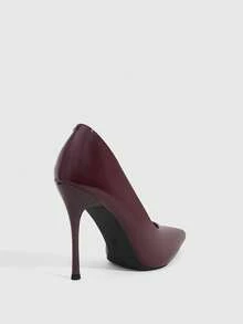 CUCCOO SZL Women's Casual Fashionable Simple Ankle Strap Pointed Toe High Heels, Summer Valentine's Day - Burgundy - View 3
