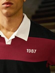 SWAVVY Men's Knitted Casual Daily Loose Short Sleeve Button-Up POLO Shirt - Red - View 4