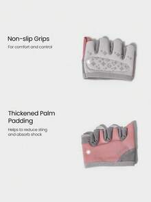 GLOWMODE Grip And Glow Sweat-Wicking Stretchy Non-Slip Rubber Mesh 4-Finger Training Gloves Gym Studio Yoga Workout Dumbbells Active Wear - Pink - View 3