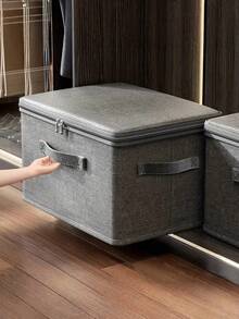 布艺收纳箱 可折叠布盒 带盖 适用于衣物、玩具和家居收纳 棉麻材质 卧室收纳整理箱