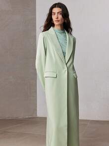 ZEYLAH Oversized Loose H-Line Long Blazer Jacket, Spring - Mint Green - View 2