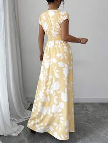 Selianne Floral Print Shirred Waist Casual Summer Dress - Multicolor - View 2
