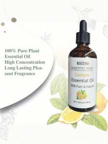 1/2pcs 100ml Pure Natural Lemon Essential Oil, Suitable For Sensitive Skin, Light Beige, Multi-Purpose For Massage, Bath, Face, Body, Hair And Eyelash Care, Hypoallergenic Formula. - lemon - View 5