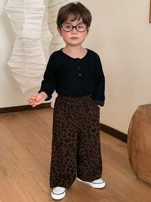 DAZY Toddler Boys' Casual Leopard Print Loose Fit Bottoms - Coffee Brown - View 6