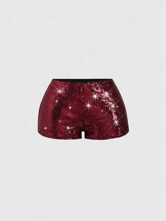 J-Fashion Vintage Low Waist Super Short Sexy Glitter Silver Women's Shorts