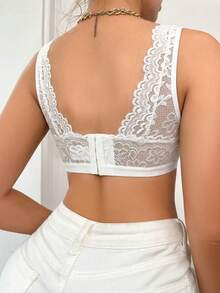 Lace Women's Comfortable Wireless Bra Wedding - White - View 2