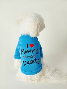 PETSIN 1 Pc Black Letters MOMO Love Print Pet Blue Autumn And Winter Thick Warm Sports Style Pet Clothing - Blue - View 6