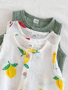 Vintaside Kids 男童水果印花连体衣，舒适柔软面料，时尚百搭休闲连体衣，春夏秋季皆宜 - 彩色 - 查看 7