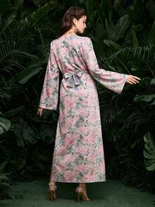 Al Najma 女士春夏梭织数码印花优雅阿拉伯风格收腰连衣裙 - 彩色 - 查看 2