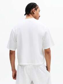 SUMWON Áo thun nam cổ tròn tay ngắn chất liệu cotton pha, dáng regular fit, kiểu dáng cơ bản, thoải mái, thích hợp mặc hàng ngày. - trắng - Xem 2