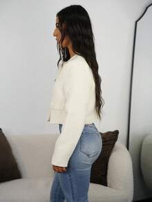 SAYEHFBABY 秋冬纯色纽扣前襟大衣 - 米色 - 查看 5