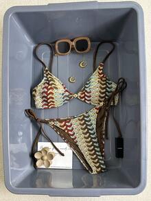 Swim Vcay 女士两件套泳衣，性感度假优雅浪漫吊带沙滩装 - 彩色 - 查看 3