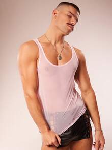 FeverCity Áo tank top nam Fever City Sexy Sheer Party Clubwear - Hồng - Xem 3